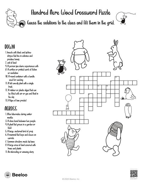 The answer for the clue Hundred Acre Wood hopper on Crossword Clues, the ultimate guide to solving crosswords. Crossword Solver. Crossword Solver; Popular Clues A-Z; Q & A; Anagrams; Word Game; Add clues. ... Make art like a child (1) Likely takeoff hr. (1) First minor prophet (1) Export duty (1) Summarizes briefly (1) Cobble (5) Boyz`s home (1 ...